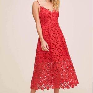 ASTR the Label Lace Midi Dress - Red